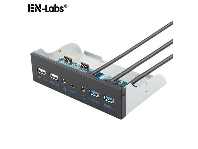 EN-Labs 5.25' Optical Drive USB Type C (10Gbps) Front Panel Computer Case Expansion Board w/ USB 3.1 Motherboard Header 20Pin Key-A,7 Ports Support.
