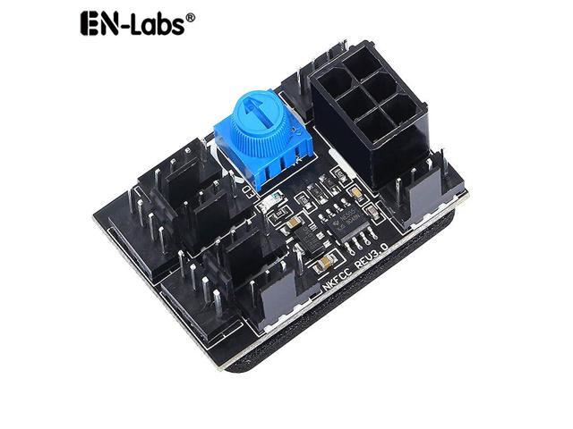 PWM 4 Pin Fan Controller Hub 17A High-Power 8 Ports 4Pin CPU Case Cooler Fan Speed Splitter Adapter, Power by PCIe 6-Pin 12V Connector - Compatible...