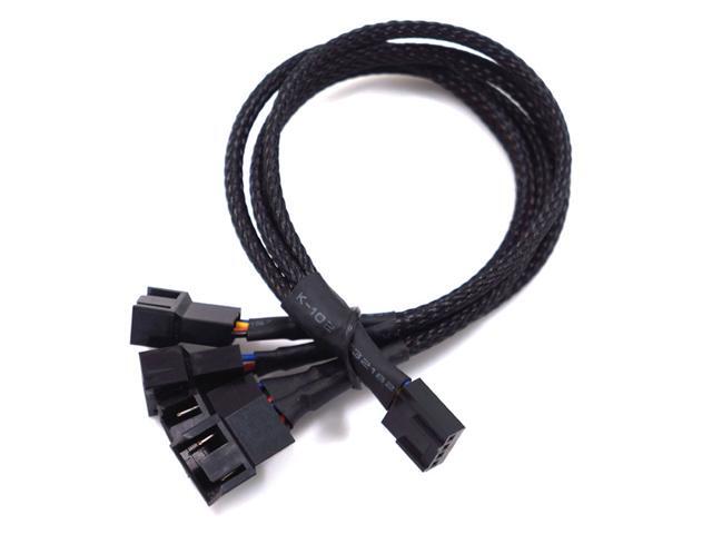 PWM Fan Splitter Cable Hub 1 to 4 Power Adpater,Motherboard PMW 4-pin Fan Sleeved Braided Y Splitter Internal Power Extension Cable for Computer...