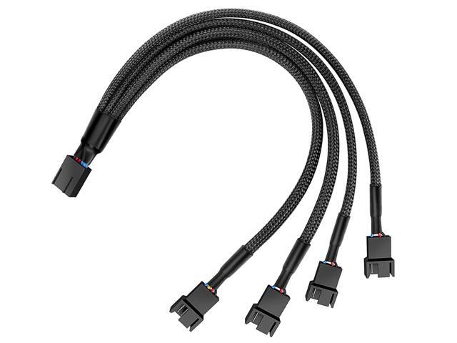 PWM Fan Splitter Cable Hub 1 to 4 Power Adpater,Motherboard PMW 4-pin Fan Sleeved Braided Y Splitter Internal Power Extension Cable for Computer...