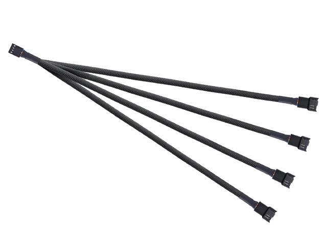 PWM Fan Splitter Cable Hub 1 to 4 Power Adpater,Motherboard PMW 4-pin Fan Sleeved Braided Y Splitter Internal Power Extension Cable for Computer...