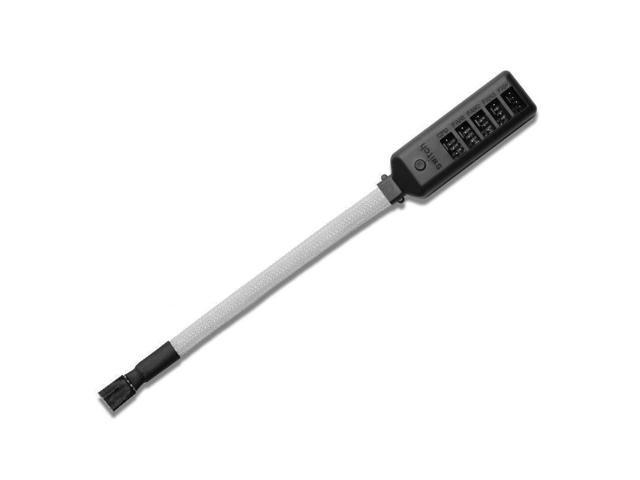 PWM Fan Hub w/ LED RGB Colorful Switch,1 to 5 Sleeved PWM Fan Splitter Hub Adapter Cable for 12V Desktop Computer Cooler Case Fans 4-Pin & 3-Pin -...