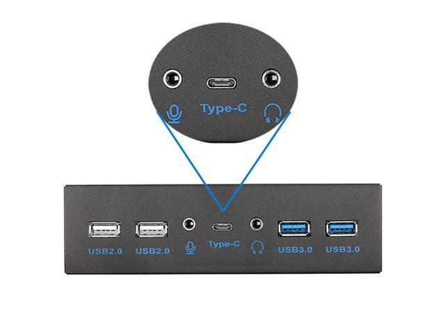 5.25 Inch Front Panel 7 Ports USB Hub w/ HD Audio & Microphone, USB 3.2 Gen 2(10Gbps) Type-C,2 x USB 3.0 & 2 x USB 2.0,3.5mm Audio & Mic,USB...