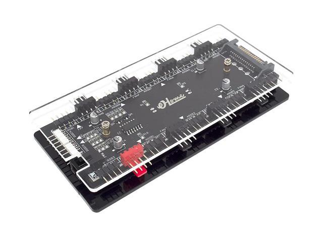 12V 4pin to 5V 3Pin ARGB Convertor Controller & 4Pin PWM 2-In-1 Hub 8 Ports,4Pin Fan & Mistic Light Sync Adapter with PMMA Case and Magnetic...