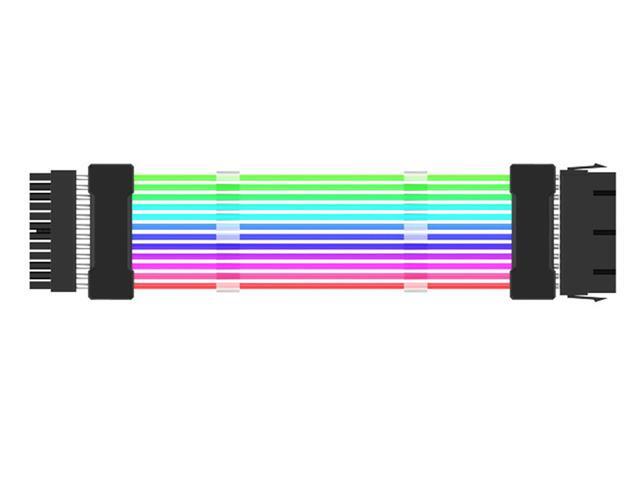EN-Labs Motherboard ATX 24 Pins Addressable RGB Power Extension Cable -5V/3Pin ARGB Sync PSU 24-Pin Internal Power Extension Cord -9.84 Inches