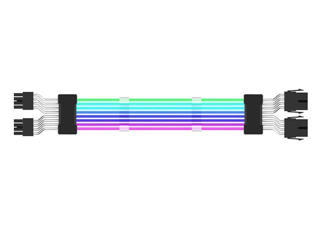 EN-Labs Dual PCIe 8 Pins Addressable RGB Power Extension Cables -5V/3Pin ARGB Sync GPU 2x 8-Pin Internal Power Extension Cords - 1FT