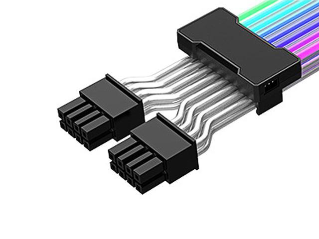EN-Labs Dual PCIe 8 Pins Addressable RGB Power Extension Cables -5V/3Pin ARGB Sync GPU 2x 8-Pin Internal Power Extension Cords - 1FT