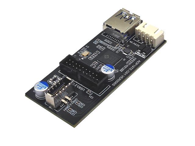 Motherboard Internal USB 3.0 20Pin/19P Header to USB 3.2 Type-E A-Key and USB3 20 Pin Hub Splitter, Convert MB USB 19Pin Male to 2 Ports Expansion...