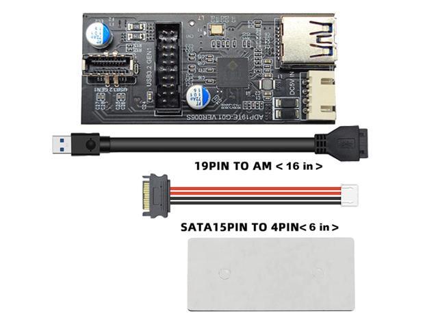 Motherboard Internal USB 3.0 20Pin/19P Header to USB 3.2 Type-E A-Key and USB3 20 Pin Hub Splitter, Convert MB USB 19Pin Male to 2 Ports Expansion...