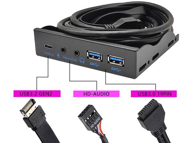 3.5 Inch USB Front Panel Hub of 10Gbps USB-C USB 3.2 Gen 2,2x USB 3.0 Ports and HD Audio Mic of Multi USB Slots, Motherboard USB 20-Pin & USB 3.2...