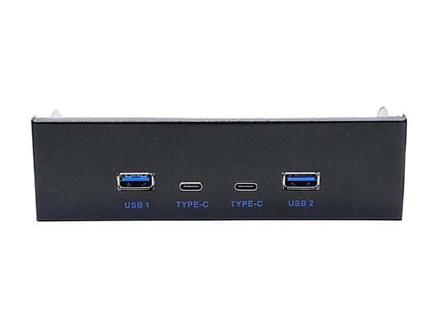 USB 3.2 10Gbps USB Front Panel Hub 5.25 inch Bay 2x Type-C and 2x USB-A 4 Ports USB Computer Case Expansion Adapter,USB 3.2 Motherboard Header...