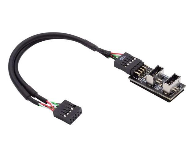 Motherboard USB 2.0 9pin Header to Dual USB 3.2 Front Panel Socket Key-A Type-E Extension Hub Splitter Adapter - USB 9 Pin to 2x USB 3.2...
