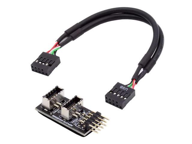 Motherboard USB 2.0 9pin Header to Dual USB 3.2 Front Panel Socket Key-A Type-E Extension Hub Splitter Adapter - USB 9 Pin to 2x USB 3.2...