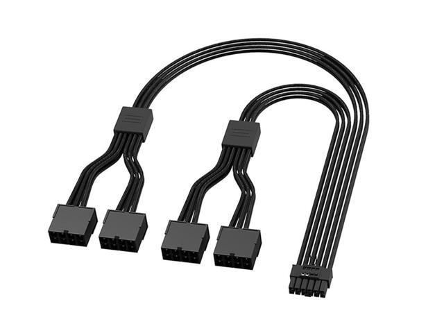 PCI-e 5.0 12VHPWR 16Pin PSU Power Adatper Cable,4 x PCIe 8(6+2)Pin to ATX3.0 16(12+4) Pin GPU Vidoe Card Power Extension Sleeved Cable,Compatible...