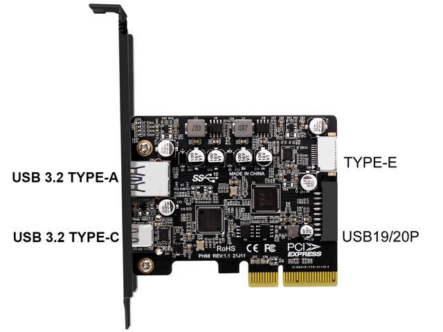 USB C 10Gbps PCIe 3.0 Card,PCI Express x4 to USB 3.2 Type-C and Type-A 10Gb/s with Type-E A Key & USB 3.0 20Pin Motherboard Header Expansion Card...