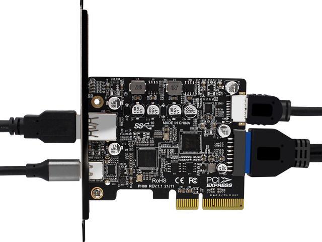 USB C 10Gbps PCIe 3.0 Card,PCI Express x4 to USB 3.2 Type-C and Type-A 10Gb/s with Type-E A Key & USB 3.0 20Pin Motherboard Header Expansion Card...