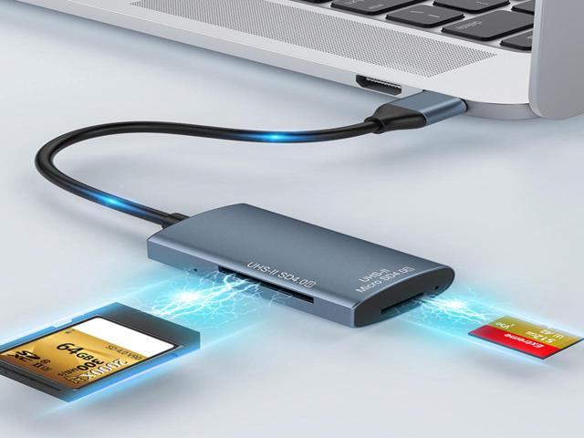 USB-C SD 4.0 UHS-2 Card Reader,2-in-1 UHS2 SD / TF Memory Slot Card Reader, for SDXC, SDHC, SD, MMC, RS-MMC, Micro SDXC, Micro SD, Micro SDHC Card,...