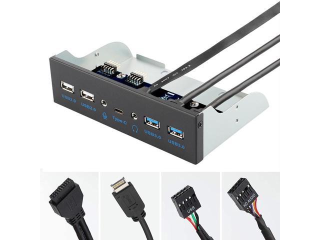 5.25 Inch Front Panel 7 Ports USB Hub w/ HD Audio & Microphone, USB 3.2 Gen 2(10Gbps) Type-C,2 x USB 3.0 & 2 x USB 2.0,3.5mm Audio & Mic,USB...