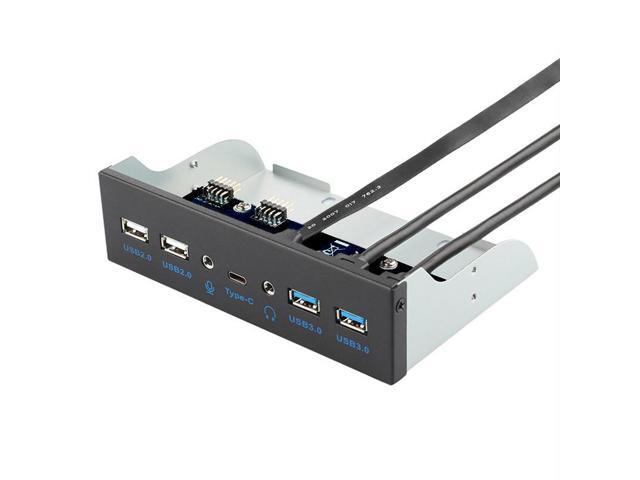 5.25 Inch Front Panel 7 Ports USB Hub w/ HD Audio & Microphone, USB 3.2 Gen 2(10Gbps) Type-C,2 x USB 3.0 & 2 x USB 2.0,3.5mm Audio & Mic,USB...
