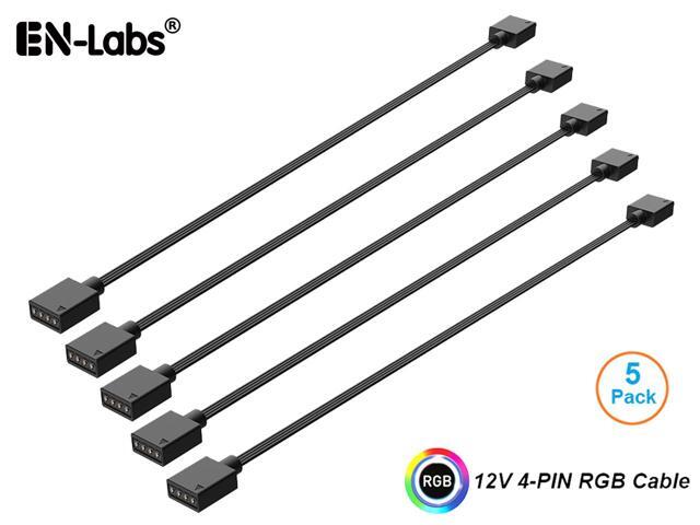 EnLabs 12V 4pin RGB Female to Female Flat Cable,4 Pin Extension Connector Cord Wire for PC RGB Fan Cooler & LED Light Strips-1.64FT - 5 Pack