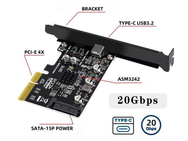 USB C 20Gbps PCIe 3.0 Card,PCI Express x4 to USB 3.2 Gen2X2 Type-C Expansion Card with Full-Profile & Low-Profile Bracket,USB 3.2 20Gb/s to PCIe...