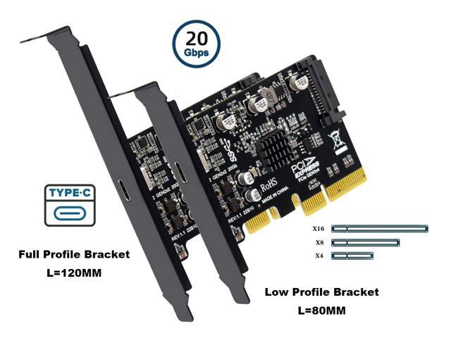 USB C 20Gbps PCIe 3.0 Card,PCI Express x4 to USB 3.2 Gen2X2 Type-C Expansion Card with Full-Profile & Low-Profile Bracket,USB 3.2 20Gb/s to PCIe...