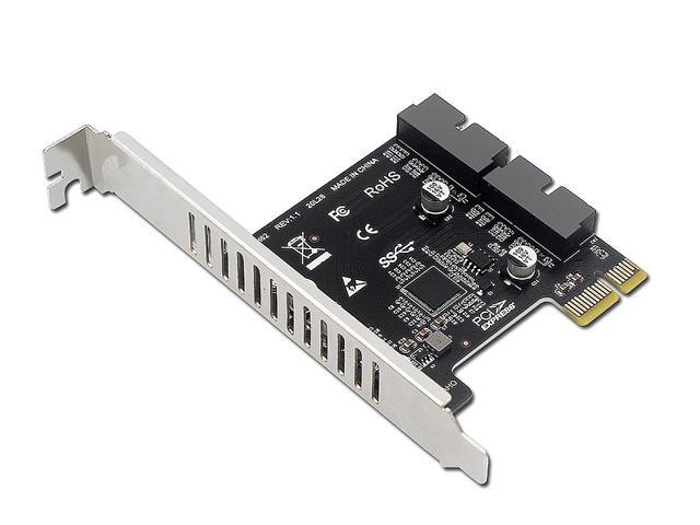 PCI-E 1X to 2 Ports Internal USB 3.0 19Pin 20Pin Header for Front Panel,USB 3.0 5Gbps to PCIe Expansion Card Adapter with High & Low Profile...