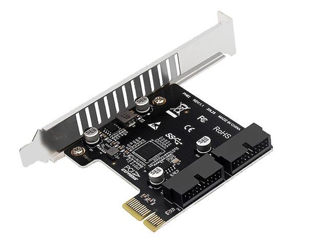 PCI-E 1X to 2 Ports Internal USB 3.0 19Pin 20Pin Header for Front Panel,USB 3.0 5Gbps to PCIe Expansion Card Adapter with High & Low Profile...