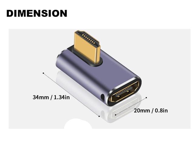 8K HDTV 90 Degree Adapter (4 Pack), Up & Down,Left & Right Angle HDMI-compatible Connector, UHD 48Gbps Male to Female Extender Support 8K@60Hz...