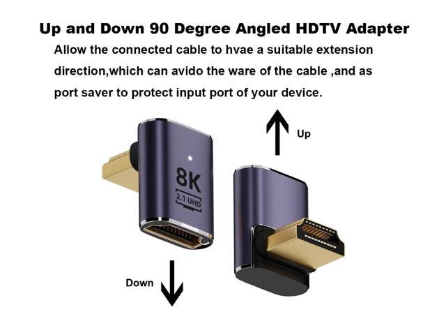 8K HDTV 90 Degree Adapter (4 Pack), Up & Down,Left & Right Angle HDMI-compatible Connector, UHD 48Gbps Male to Female Extender Support 8K@60Hz...
