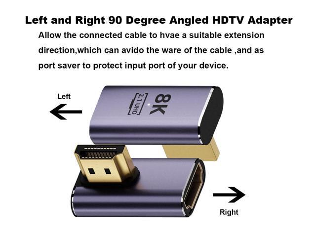 8K HDTV 90 Degree Adapter (4 Pack), Up & Down,Left & Right Angle HDMI-compatible Connector, UHD 48Gbps Male to Female Extender Support 8K@60Hz...