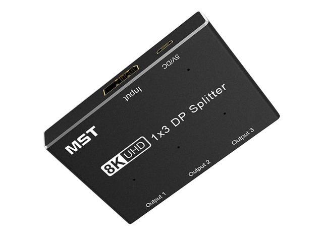 1 in 3 Out 8K DisplayPort-compatible Splitter 8K@30Hz 4K@120Hz DP MST SST Hub Converter Adapter 1x3 Port for Ultra HD Source to 3 HD Monitors