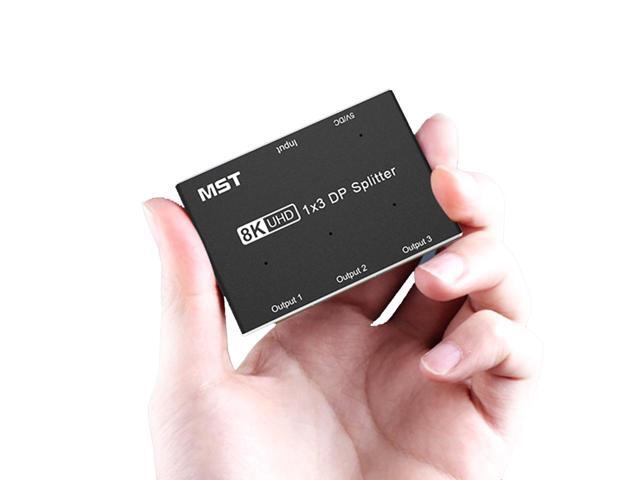 1 in 3 Out 8K DisplayPort-compatible Splitter 8K@30Hz 4K@120Hz DP MST SST Hub Converter Adapter 1x3 Port for Ultra HD Source to 3 HD Monitors