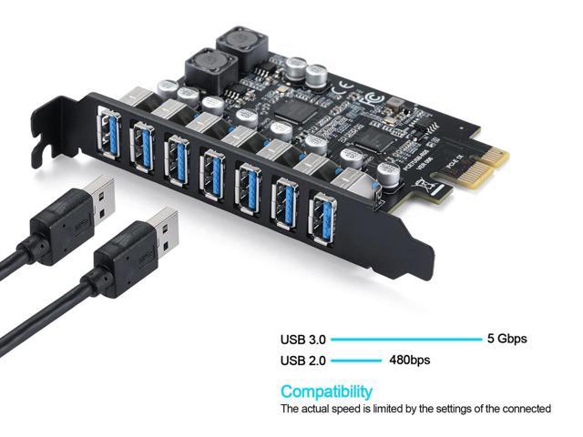 PCIe to 7 Ports USB 3.0USB Expansion Card, PCI-e x1 to 5Gbps USB Hub Controller Adapter for Windows 11/10/8/7/XP/Vista,with Full-Profile PCI Slot...