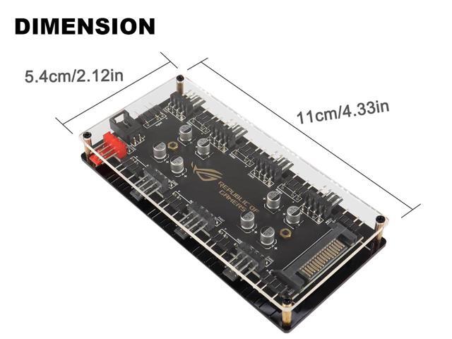4Pin PWM Hub & 5V 3Pin ARGB with SATA Power 2-in-1 8 Way Sync CPU Cooling Fan Addressable RGB Lighting PCB Splitter for Extended Motherboard...