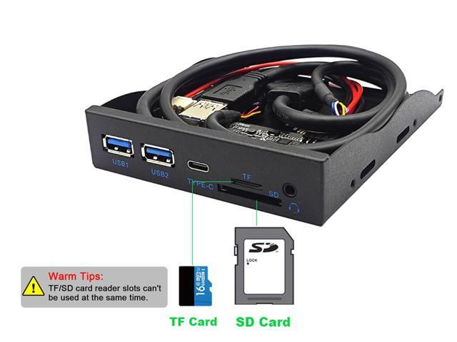 USB3.2 GEN1 5Gbps Type C & 2 x USB-A Hub 3.5 Front Panel USB 3.0 SD/Micro SD/TF 3.5' Internal Card Reader with 4-Pole 3.5mm HD-Audio for 3.5 inch...