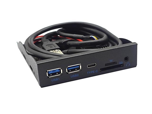 USB3.2 GEN1 5Gbps Type C & 2 x USB-A Hub 3.5 Front Panel USB 3.0 SD/Micro SD/TF 3.5' Internal Card Reader with 4-Pole 3.5mm HD-Audio for 3.5 inch...