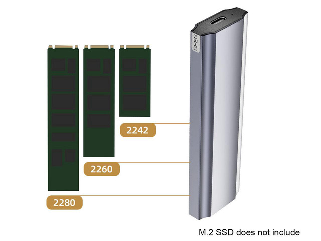 M.2 NVME / NGFF SSD Enclosure Adapter, USB 3.2 Gen 2 (10 Gbps) to PCI-E NVME & NGFF M-Key/(B+M) Key Solid State Drive External Enclosure Support...