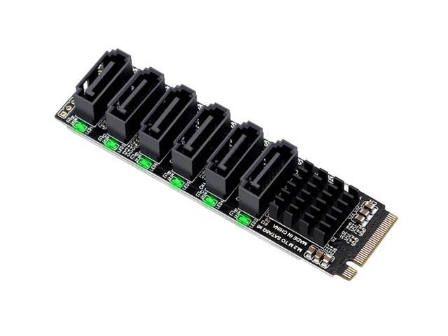 NVME M.2 to SATA Expansion Card, 2280 M-Key M.2 to 6 Ports SATA 3.0 6Gbps SSD Adapter Hard Drive Converter,ASM1166 Chipset with Indicator, Support...