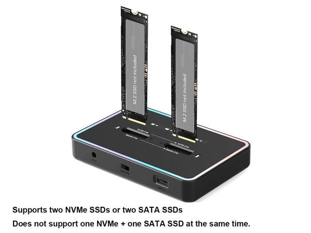 EN-Labs M.2NVMe & NGFF Duplicator Cloner Docking Station Dual-Bay 20Gbps USB C to PCIe M Key / SATA-based B+M Key NGFF SSD Dock Enclosure,Supports...