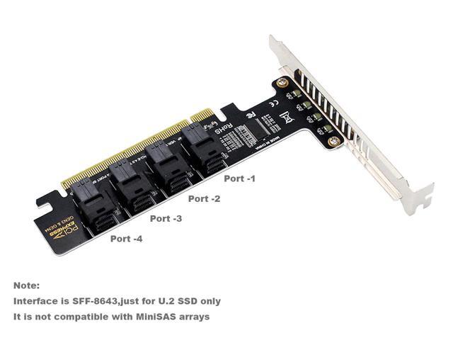 Quad U.2 NVME SSD to PCIe 4.0/3.0 x16 Expansion Card,4-Drive U.2 SSD 32Gbps Card with LED Indicator,PCIe x16 to SFF-8643 for SFF-8639 U.2 HDD with...