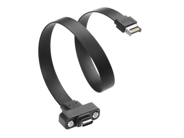 20Gbps USB 3.2 Gen 2x2 USB-C Adapter Flat Cable, Internal USB 3.2 20-Pin Type-E A Key Motherboard Header to Type-C Female Extension Cable with...