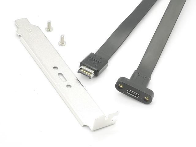 20Gbps USB 3.2 Gen 2x2 USB-C Adapter Flat Cable, Internal USB 3.2 20-Pin Type-E A Key Motherboard Header to Type-C Female Extension Cable with...
