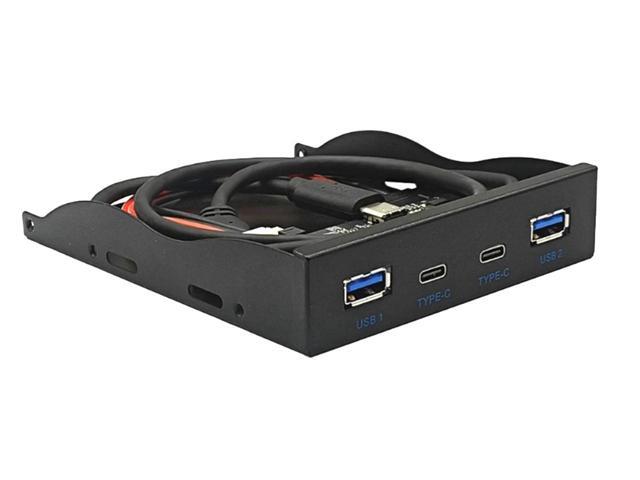 USB 3.2 10Gbps USB Front Panel Hub 3.5 inch Floppy Bay 2x Type-C and 2x USB-A 4 Ports Computer Case Expansion Adapter,USB 3.2 Motherboard Header...