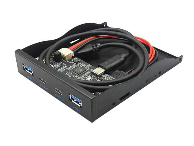 USB 3.2 10Gbps USB Front Panel Hub 3.5 inch Floppy Bay 2x Type-C and 2x USB-A 4 Ports Computer Case Expansion Adapter,USB 3.2 Motherboard Header...