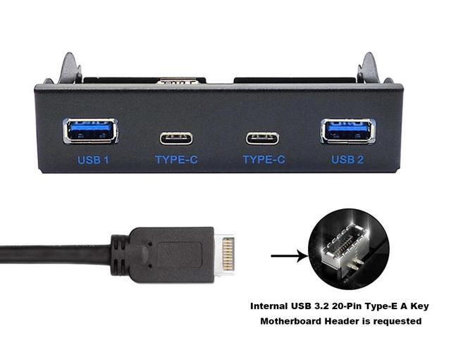 USB 3.2 10Gbps USB Front Panel Hub 3.5 inch Floppy Bay 2x Type-C and 2x USB-A 4 Ports Computer Case Expansion Adapter,USB 3.2 Motherboard Header...