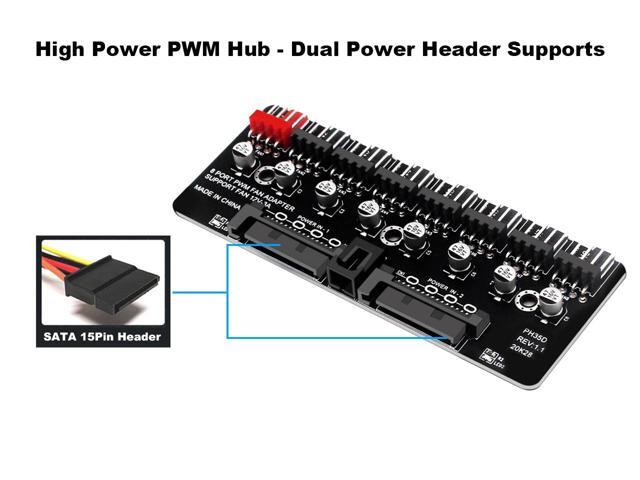 8 Ports 12V/2A High Power Chassis Fan Hub,4 Pin PWM CPU Cooler / Case / Chasis Cooling Fan Power Cable Splitter Adapter w/Self-sticker,Power by...