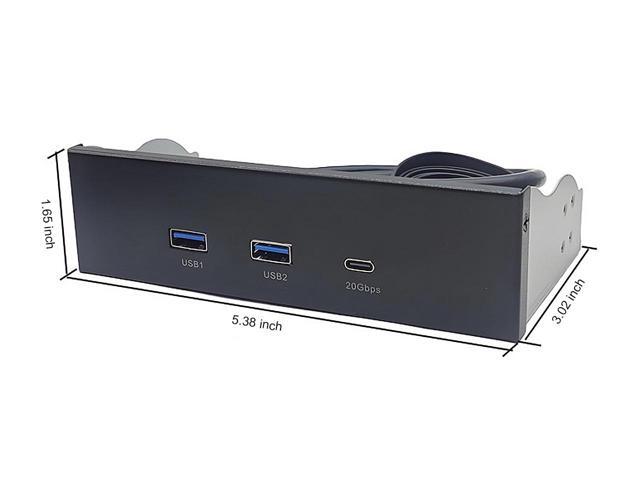 5.25 Inch USB-C Front Panel Hub of 20Gbps USB 3.2 Gen 2x2 Type-C and 2x USB 3.0 Ports, Motherboard USB 20-Pin & USB 3.2 Type-E Headers Required,...