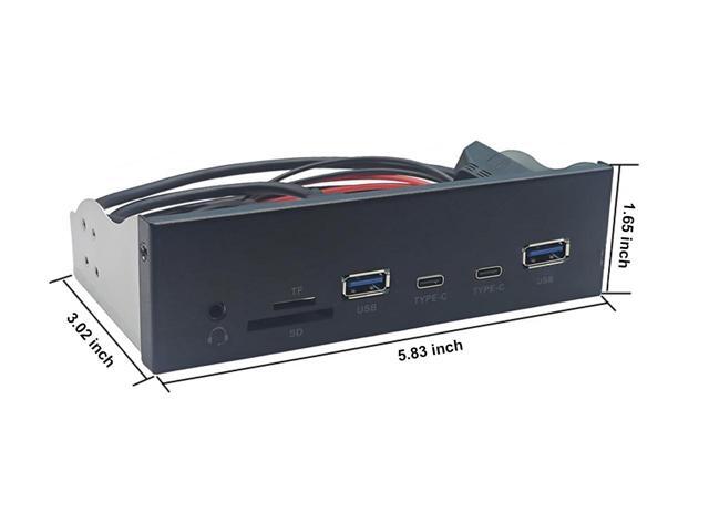 5.25' Front Panel USB 3.2 Gen1 5Gbps Hub - 2x Type C & 2 x USB-A,USB 3.0 SD/Micro SD/TF Internal Card Reader with 4-Pole 3.5mm HD-Audio for...