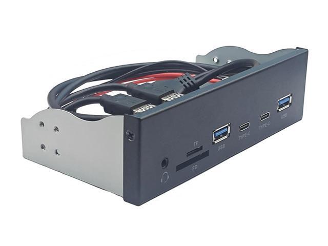 5.25' Front Panel USB 3.2 Gen1 5Gbps Hub - 2x Type C & 2 x USB-A,USB 3.0 SD/Micro SD/TF Internal Card Reader with 4-Pole 3.5mm HD-Audio for...